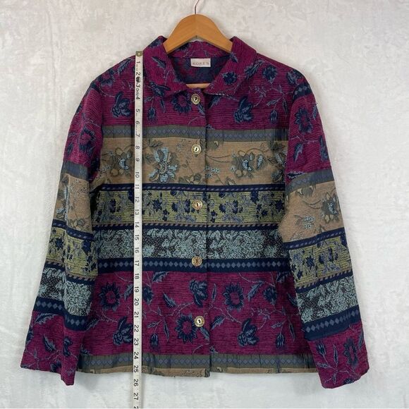 Vintage Koret Jacket 90s Jacquard Tapestry Floral Stripe Women’s 10 Medium - Picture 13 of 15